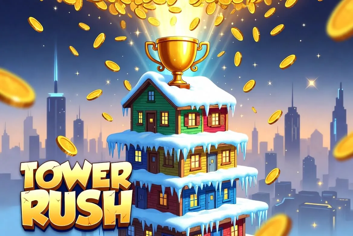 Tower Rush real-money round with a rising cash multiplier