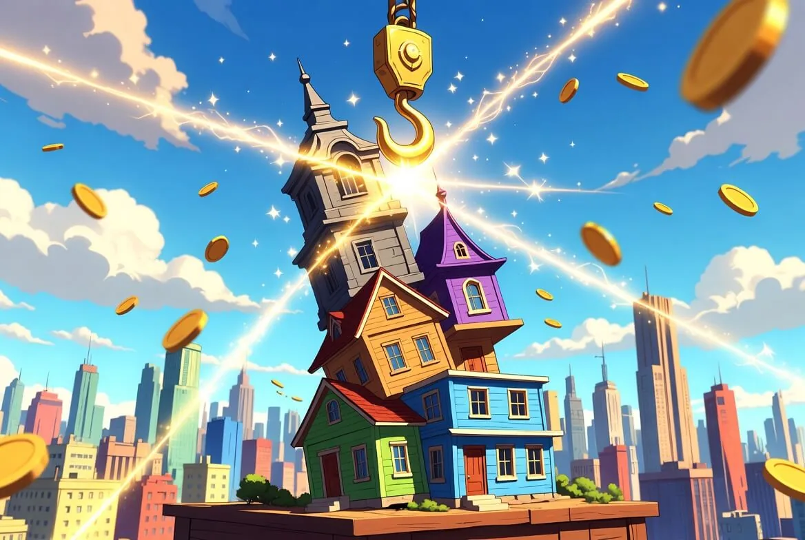 Tower Rush crash game by Galaxsys — stacking tower with rising multiplier